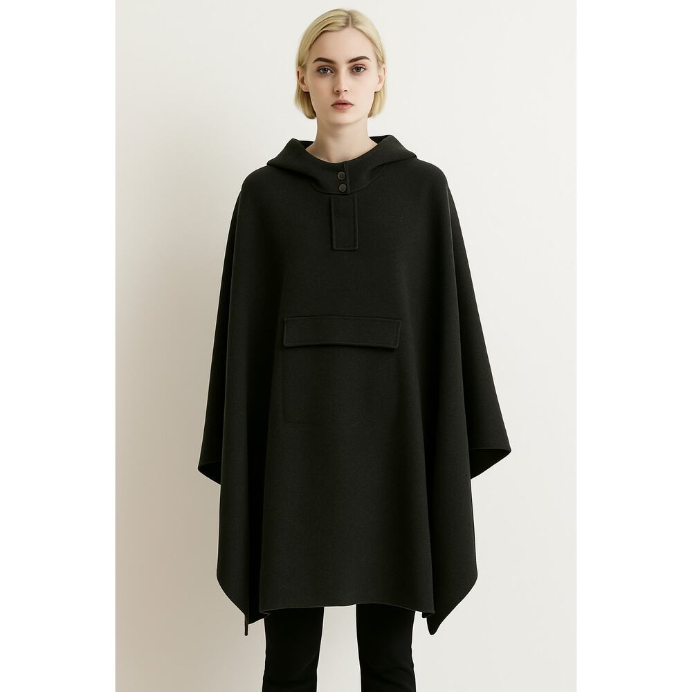 Lamberto Losani Hooded Poncho 100% Cashmere in Green